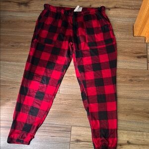 Red and Black Plaid Jogger Pants